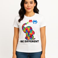 Be Different Autism Awareness Elephant Womens T-Shirt