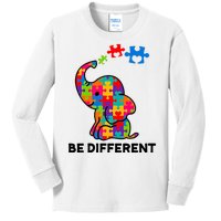 Be Different Autism Awareness Elephant Kids Long Sleeve Shirt