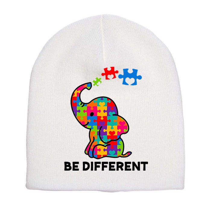 Be Different Autism Awareness Elephant Short Acrylic Beanie