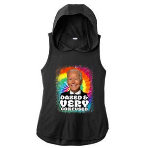 Biden Dazed And Very Confused Tiedye Funny Anti Joe Biden Ladies PosiCharge Tri-Blend Wicking Draft Hoodie Tank