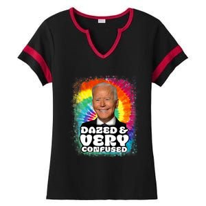 Biden Dazed And Very Confused Tiedye Funny Anti Joe Biden Ladies Halftime Notch Neck Tee