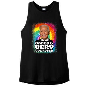 Biden Dazed And Very Confused Tiedye Funny Anti Joe Biden Ladies PosiCharge Tri-Blend Wicking Tank