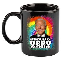 Biden Dazed And Very Confused Tiedye Funny Anti Joe Biden 11oz C Handle Ceramic Mug