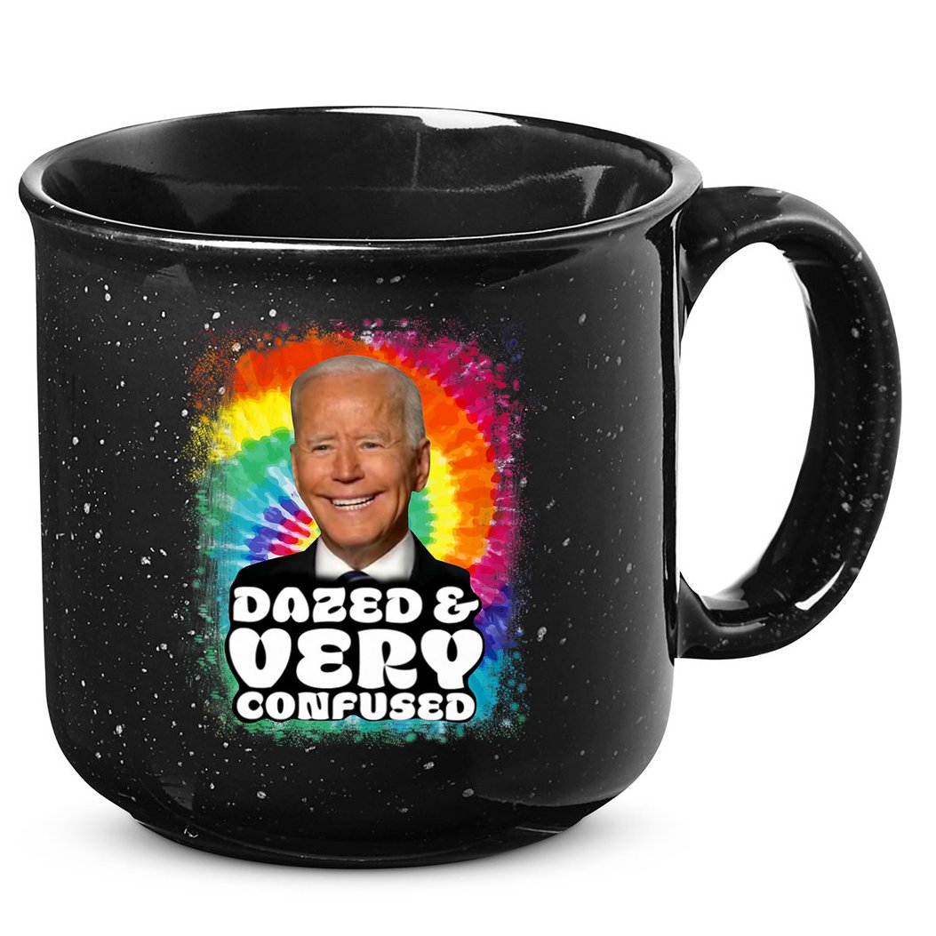 Biden Dazed And Very Confused Tiedye Funny Anti Joe Biden 15oz Campfire Ceramic Mug