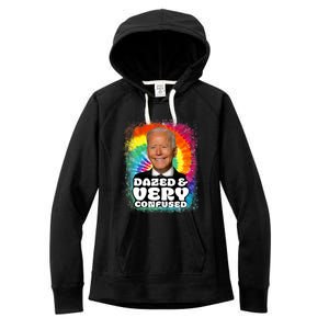 Biden Dazed And Very Confused Tiedye Funny Anti Joe Biden Women's Fleece Hoodie