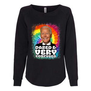 Biden Dazed And Very Confused Tiedye Funny Anti Joe Biden Womens California Wash Sweatshirt