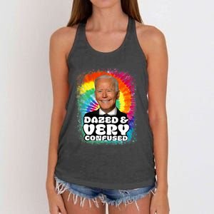 Biden Dazed And Very Confused Tiedye Funny Anti Joe Biden Women's Knotted Racerback Tank