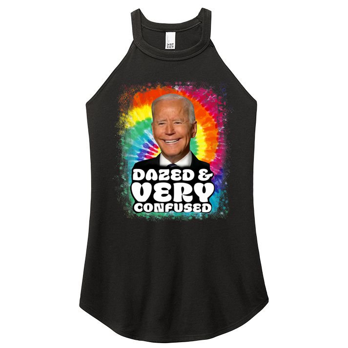 Biden Dazed And Very Confused Tiedye Funny Anti Joe Biden Women's Perfect Tri Rocker Tank