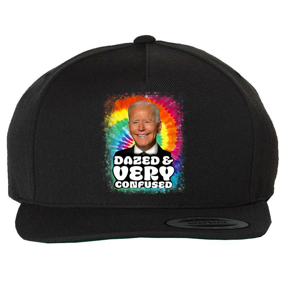 Biden Dazed And Very Confused Tiedye Funny Anti Joe Biden Wool Snapback Cap