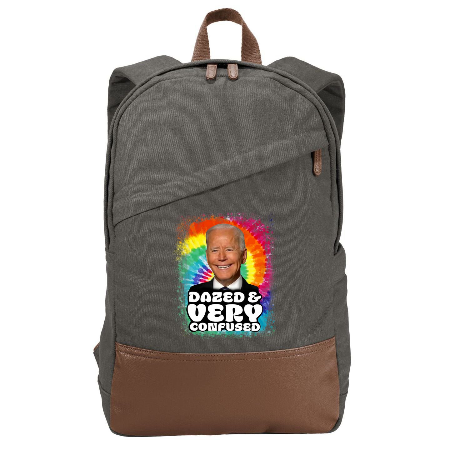 Biden Dazed And Very Confused Tiedye Funny Anti Joe Biden Cotton Canvas Backpack