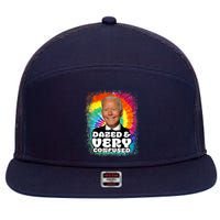 Biden Dazed And Very Confused Tiedye Funny Anti Joe Biden 7 Panel Mesh Trucker Snapback Hat