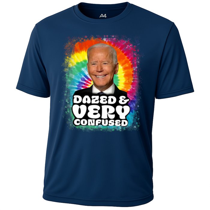 Biden Dazed And Very Confused Tiedye Funny Anti Joe Biden Cooling Performance Crew T-Shirt