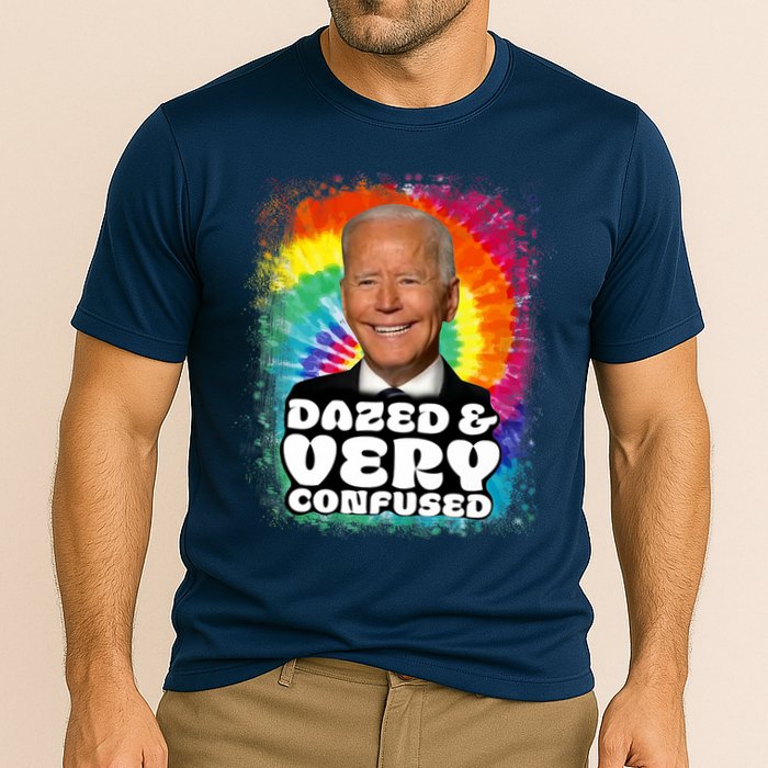 Biden Dazed And Very Confused Tiedye Funny Anti Joe Biden Cooling Performance Crew T-Shirt