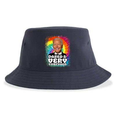 Biden Dazed And Very Confused Tiedye Funny Anti Joe Biden Sustainable Bucket Hat