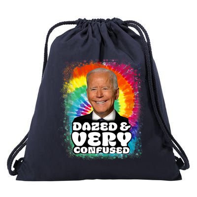 Biden Dazed And Very Confused Tiedye Funny Anti Joe Biden Drawstring Bag