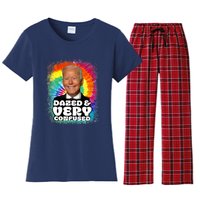 Biden Dazed And Very Confused Tiedye Funny Anti Joe Biden Women's Flannel Pajama Set