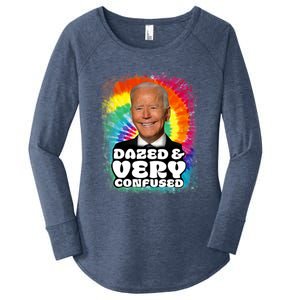 Biden Dazed And Very Confused Tiedye Funny Anti Joe Biden Women's Perfect Tri Tunic Long Sleeve Shirt