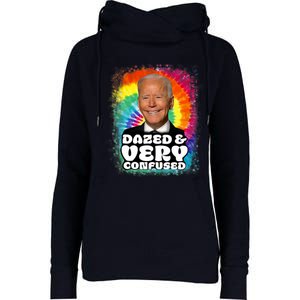 Biden Dazed And Very Confused Tiedye Funny Anti Joe Biden Womens Funnel Neck Pullover Hood