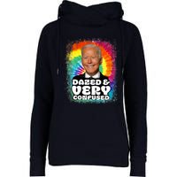 Biden Dazed And Very Confused Tiedye Funny Anti Joe Biden Womens Funnel Neck Pullover Hood