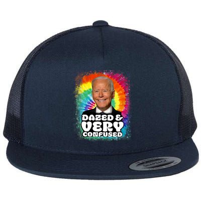 Biden Dazed And Very Confused Tiedye Funny Anti Joe Biden Flatbill Hat