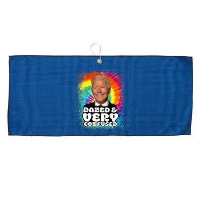 Biden Dazed And Very Confused Tiedye Funny Anti Joe Biden Large Microfiber Waffle Golf Towel