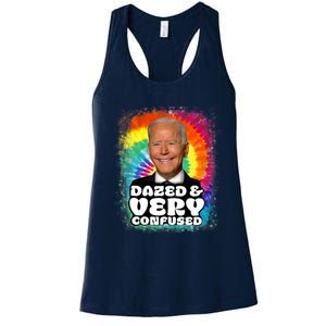 Biden Dazed And Very Confused Tiedye Funny Anti Joe Biden Women's Racerback Tank