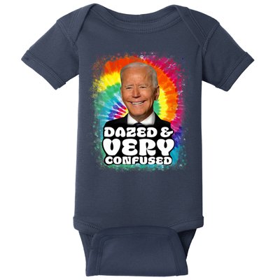 Biden Dazed And Very Confused Tiedye Funny Anti Joe Biden Baby Bodysuit