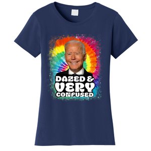 Biden Dazed And Very Confused Tiedye Funny Anti Joe Biden Women's T-Shirt