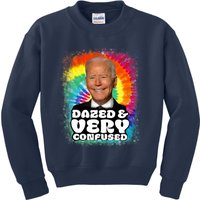 Biden Dazed And Very Confused Tiedye Funny Anti Joe Biden Kids Sweatshirt