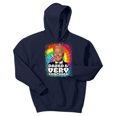 Biden Dazed And Very Confused Tiedye Funny Anti Joe Biden Kids Hoodie