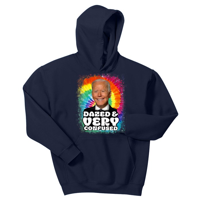 Biden Dazed And Very Confused Tiedye Funny Anti Joe Biden Kids Hoodie