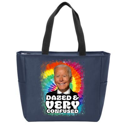 Biden Dazed And Very Confused Tiedye Funny Anti Joe Biden Zip Tote Bag