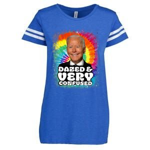 Biden Dazed And Very Confused Tiedye Funny Anti Joe Biden Enza Ladies Jersey Football T-Shirt