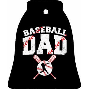 Baseball Dad Apparel Dad Baseball Father's Day Ceramic Bell Ornament