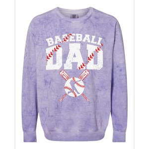 Baseball Dad Apparel Dad Baseball Fathers Day Colorblast Crewneck Sweatshirt