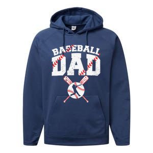 Baseball Dad Apparel Dad Baseball Fathers Day Performance Fleece Hoodie