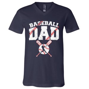 Baseball Dad Apparel Dad Baseball Fathers Day V-Neck T-Shirt