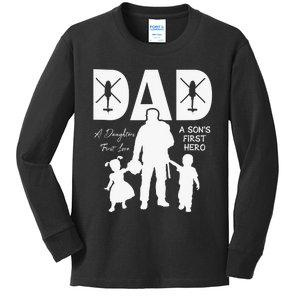 Blackhawk - Dad, A Daughter's First Love, A Son's First Hero Kids Long Sleeve Shirt