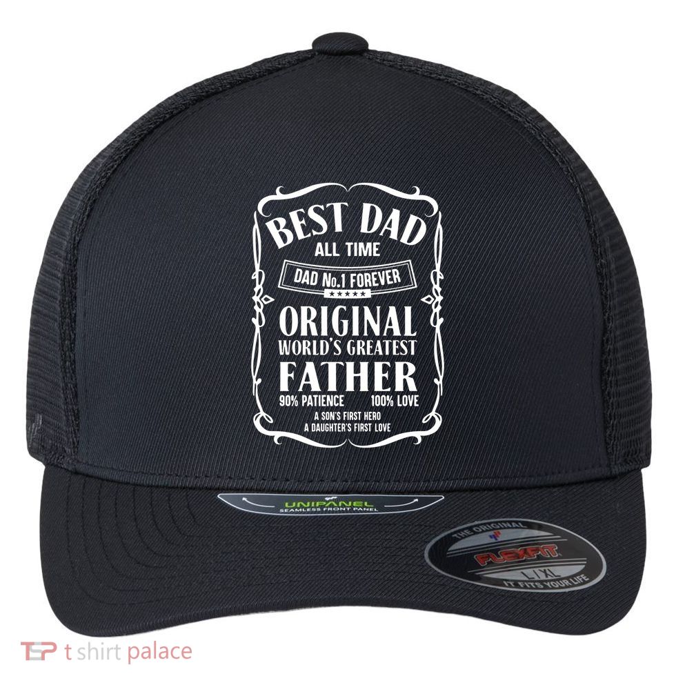 Best Dad All Time Dad No1 Fathers Day Flexfit Unipanel Trucker Cap