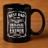 Best Dad All Time Dad No1 Fathers Day 11oz C Handle Ceramic Mug