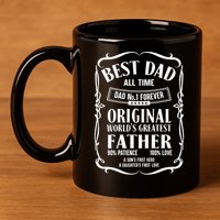 Best Dad All Time Dad No1 Fathers Day 11oz C Handle Ceramic Mug