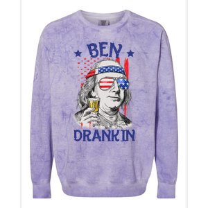 Ben Drankin American Flag 4th Of July Funny Patriot Usa Great Gift Colorblast Crewneck Sweatshirt