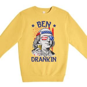 Ben Drankin American Flag 4th Of July Funny Patriot Usa Great Gift Premium Crewneck Sweatshirt