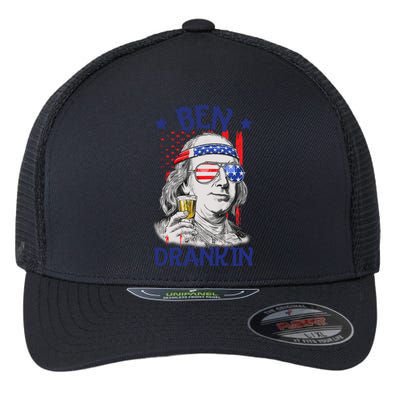 Ben Drankin American Flag 4th Of July Funny Patriot Usa Great Gift Flexfit Unipanel Trucker Cap