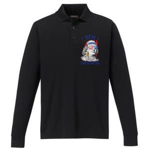 Ben Drankin American Flag 4th Of July Funny Patriot Usa Great Gift Performance Long Sleeve Polo