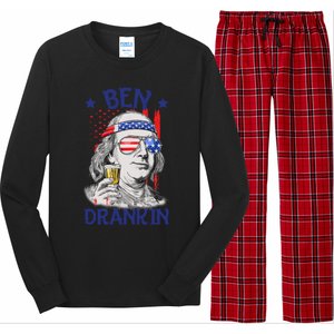 Ben Drankin American Flag 4th Of July Funny Patriot Usa Great Gift Long Sleeve Pajama Set