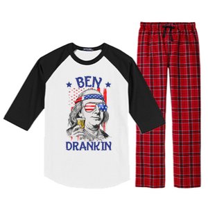 Ben Drankin American Flag 4th Of July Funny Patriot Usa Great Gift Raglan Sleeve Pajama Set