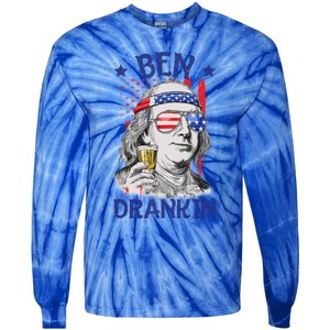 Ben Drankin American Flag 4th Of July Funny Patriot Usa Great Gift Tie-Dye Long Sleeve Shirt