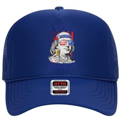 Ben Drankin American Flag 4th Of July Funny Patriot Usa Great Gift High Crown Mesh Back Trucker Hat