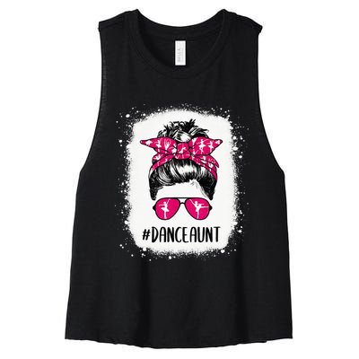 Bleached Dance Aunt Life Messy Bun Ballet Dancing Women's Racerback Cropped Tank